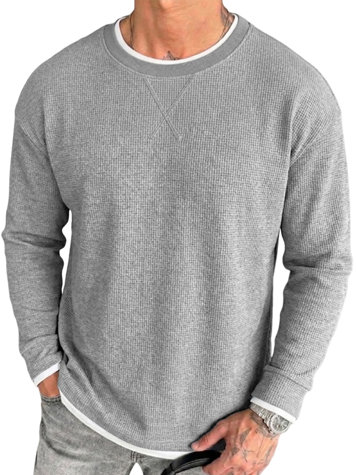 Men's Retro Casual Breathable Textured Loose Pullover T-Shirt
