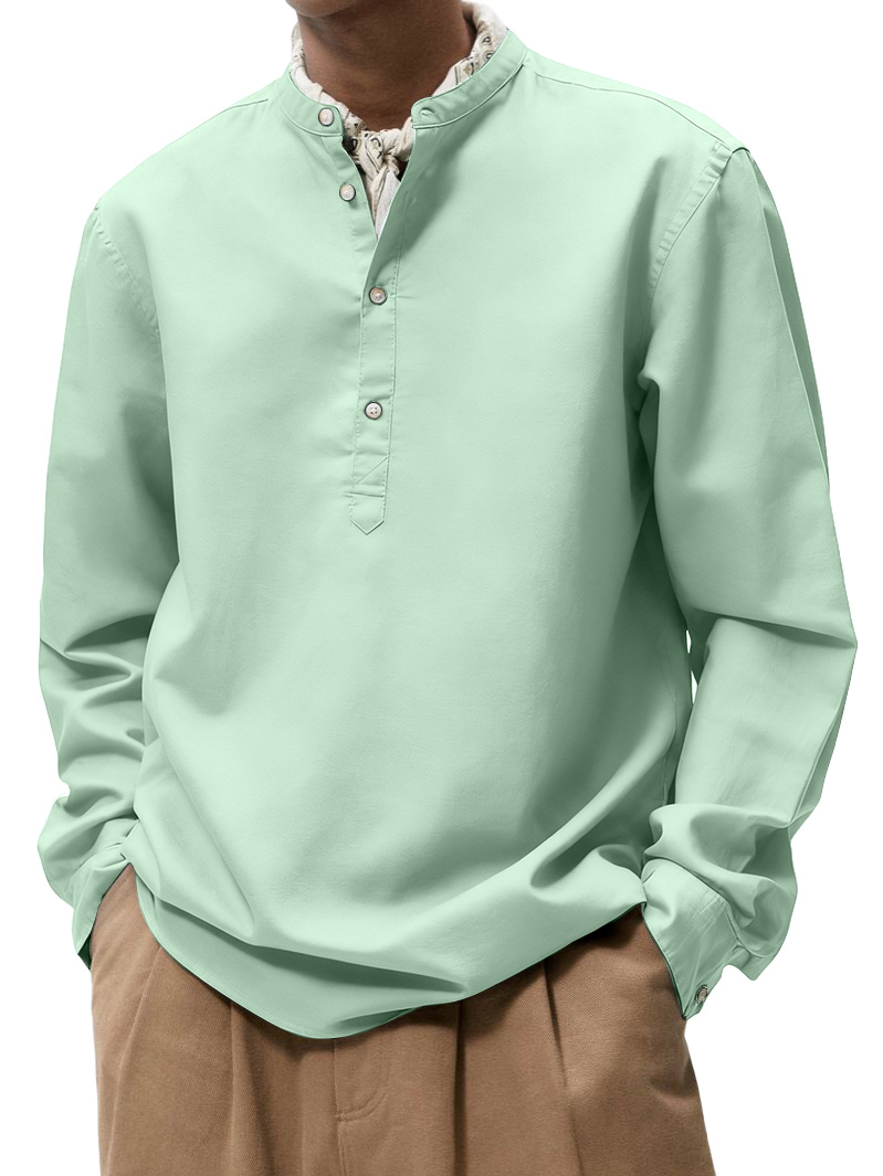 Men's Vintage Fashion Casual Stand Collar Long-Sleeve Shirt