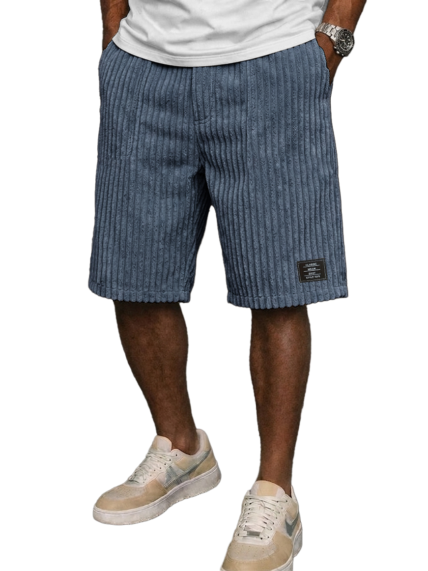 Men's Retro Corduroy Embroidered Logo Loose-fitting Shorts