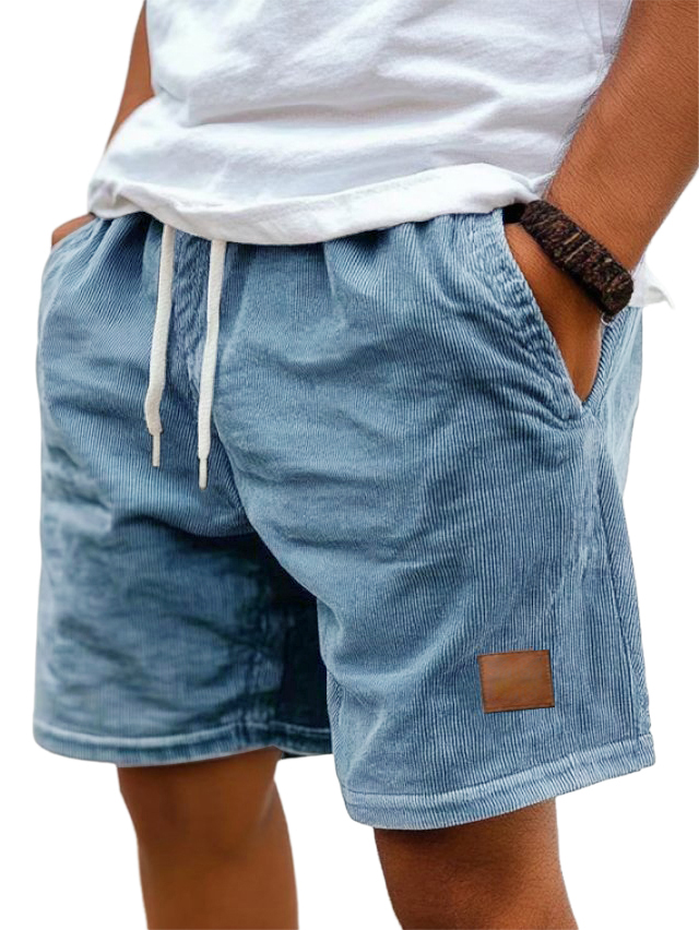 Men's Corduroy Embroidered Logo Loose-fitting Vacation Shorts