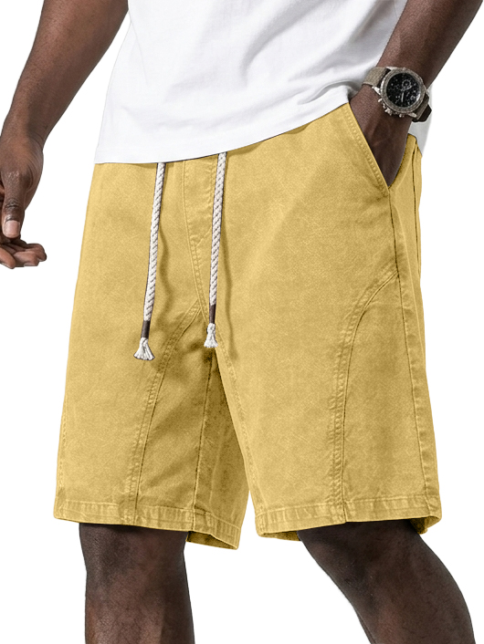 Men's Pure Cotton Versatile Washed & Distressed Deconstructed Design Loose-Fit Shorts