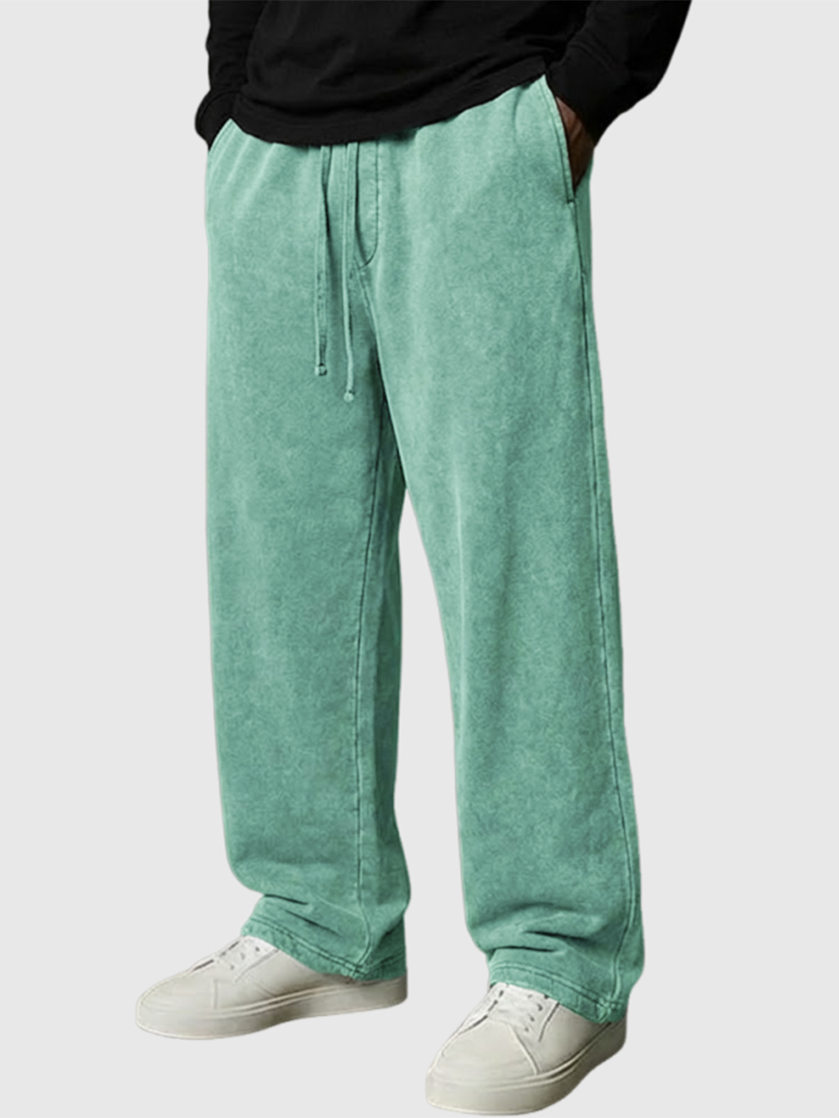 Men's Heavyweight Cotton Washed and Dyed Drawstring Pocket Casual Sweatpants