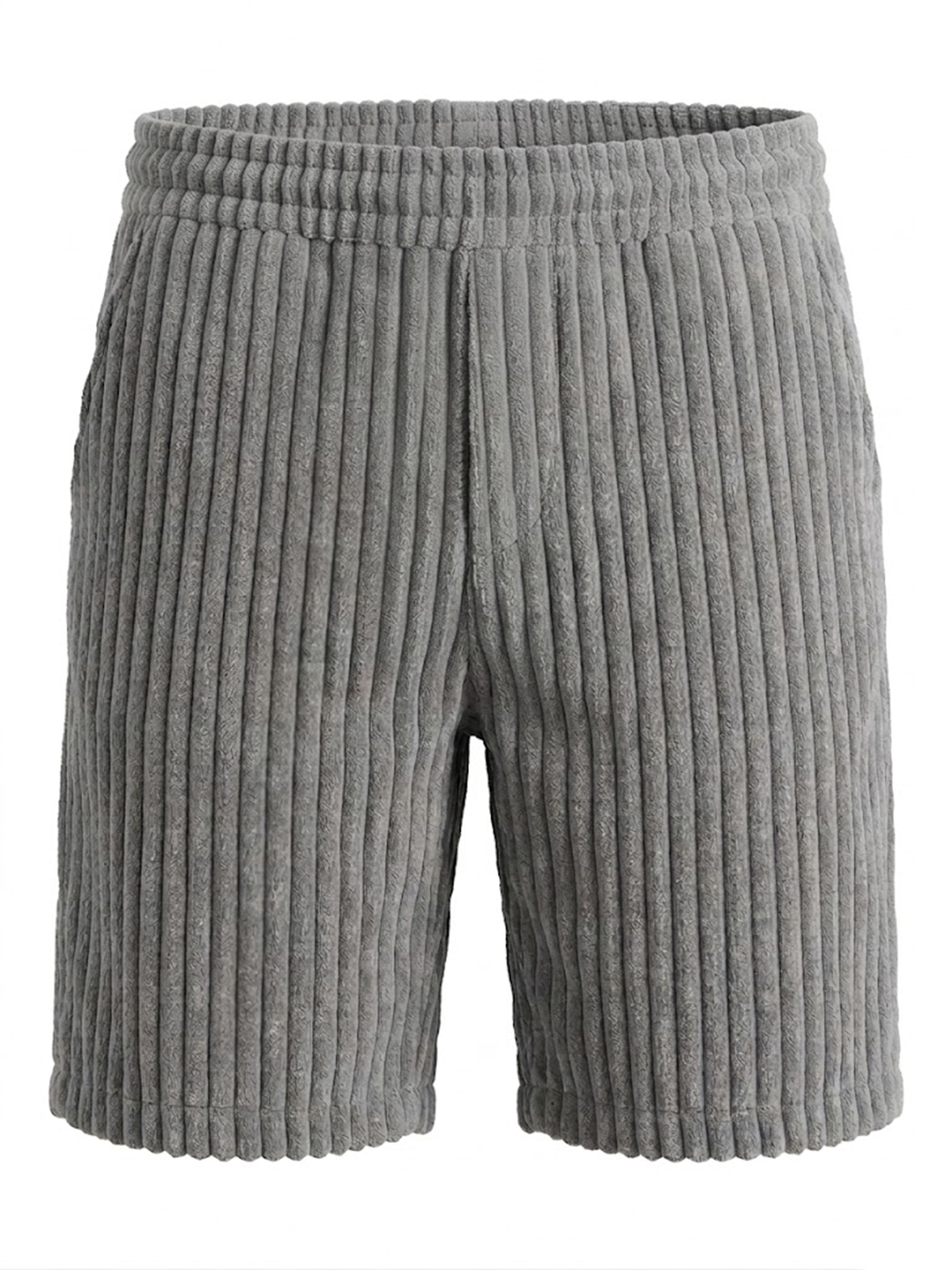 Men's Retro Solid Color Striped Casual Shorts with Embroidery