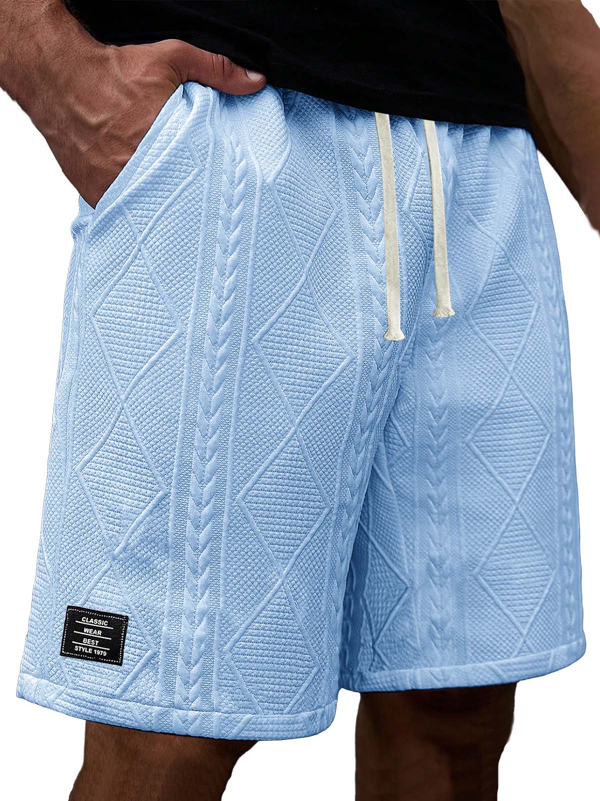 Men's Relaxed Fit Casual Shorts with Textured Embroidered Logo