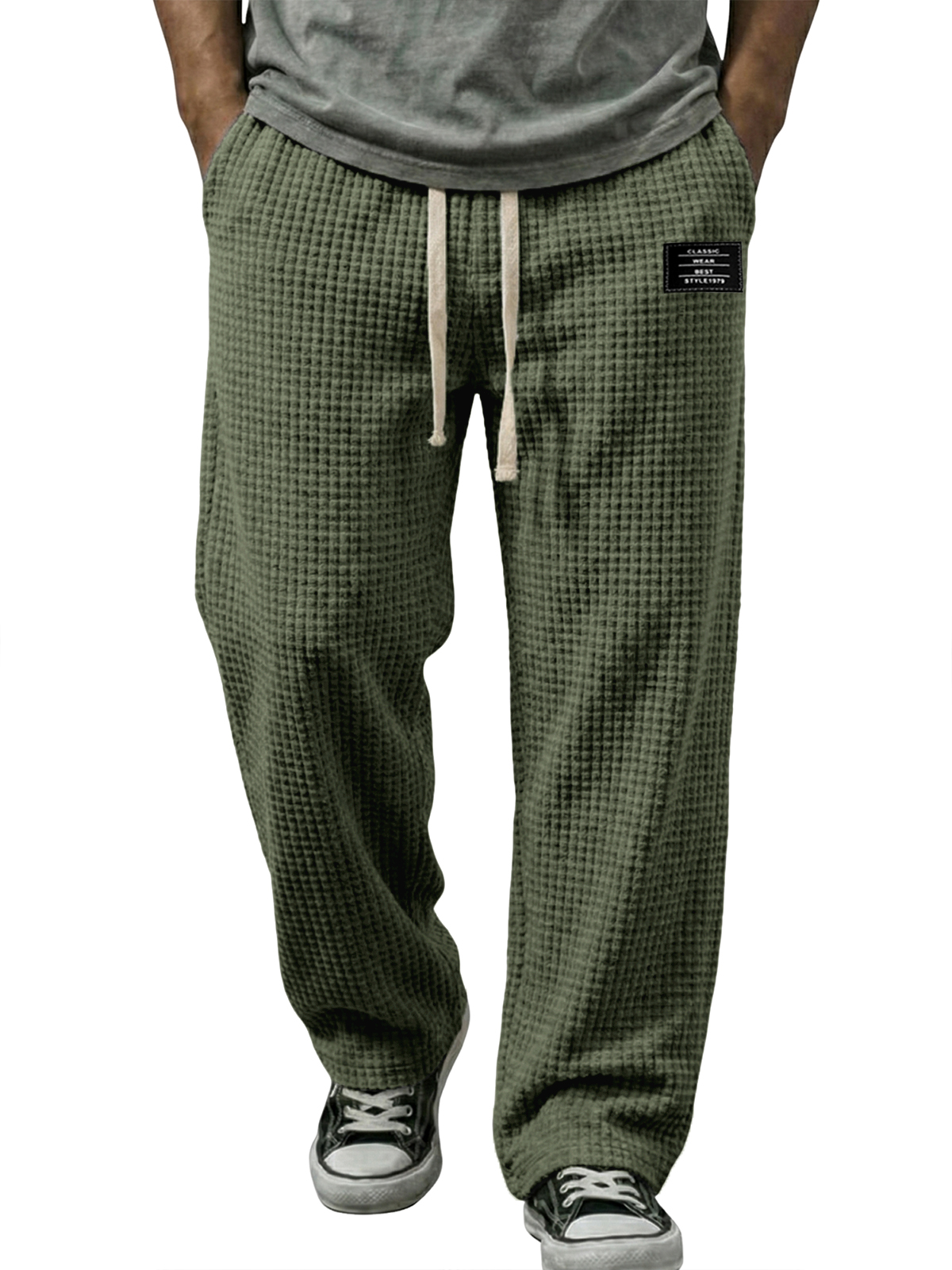 Corduroy Waffle Pants with Embroidery
