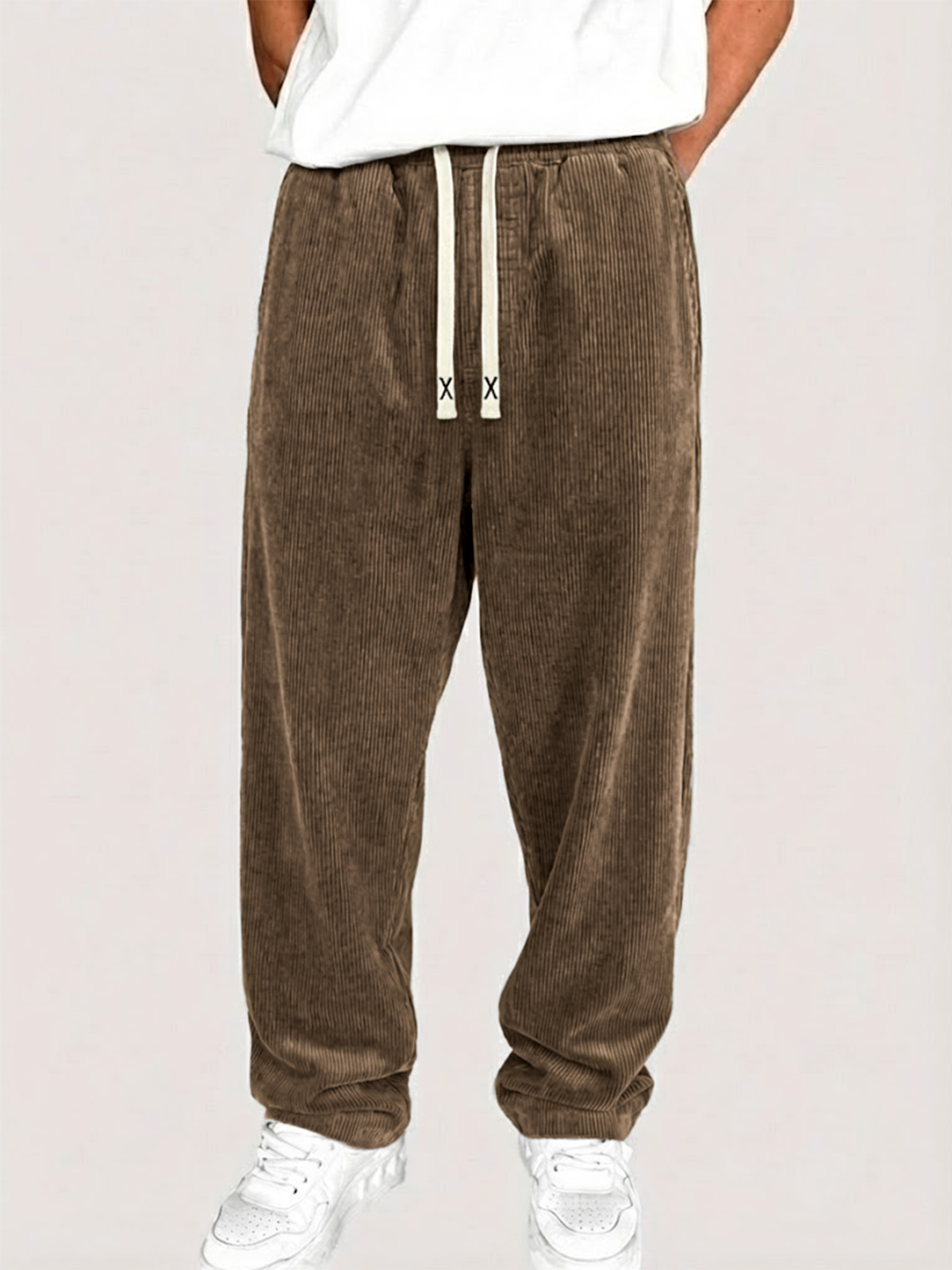 Men's Stylish Loose-fitting Corduroy Solid Color Casual Trousers