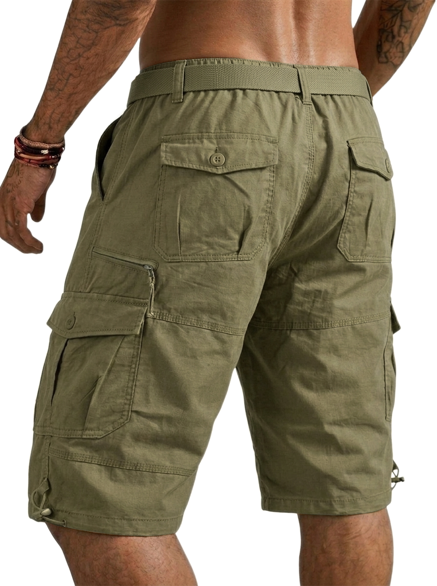 100% Cotton Multi-Pocket Basic Cargo Shorts