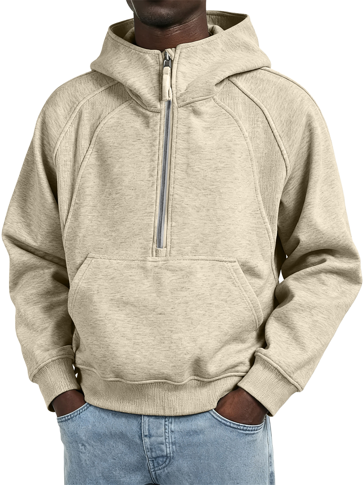 Men's Fashion Casual Raglan Sleeve Patchwork Hooded Sweatshirt