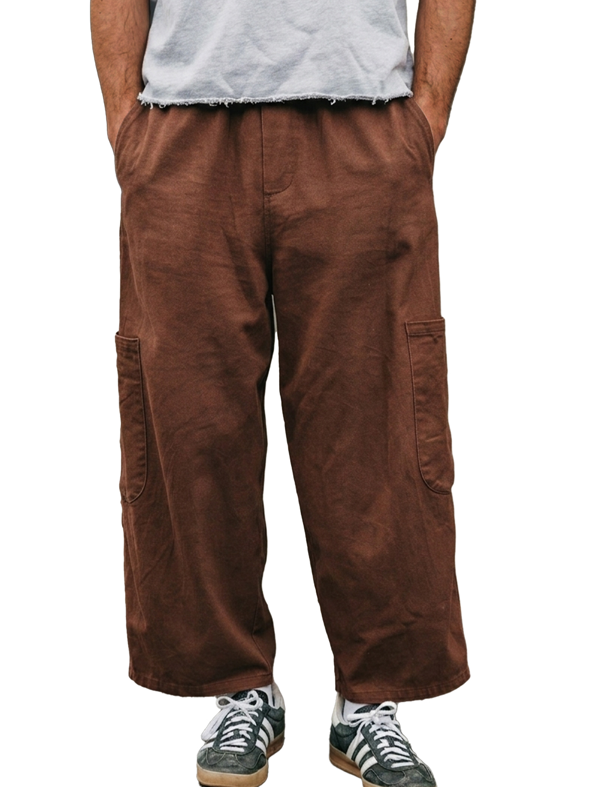 Men's Casual Breathable Cotton Linen Large Pocket Loose-fitting Comfortable Long Vacation Shorts