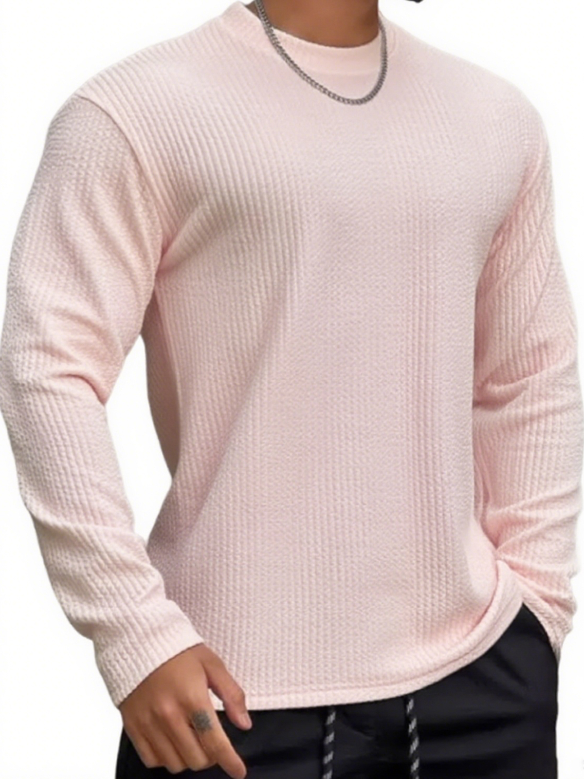 Men's Textured Jacquard Fitness Long Sleeve T-Shirt