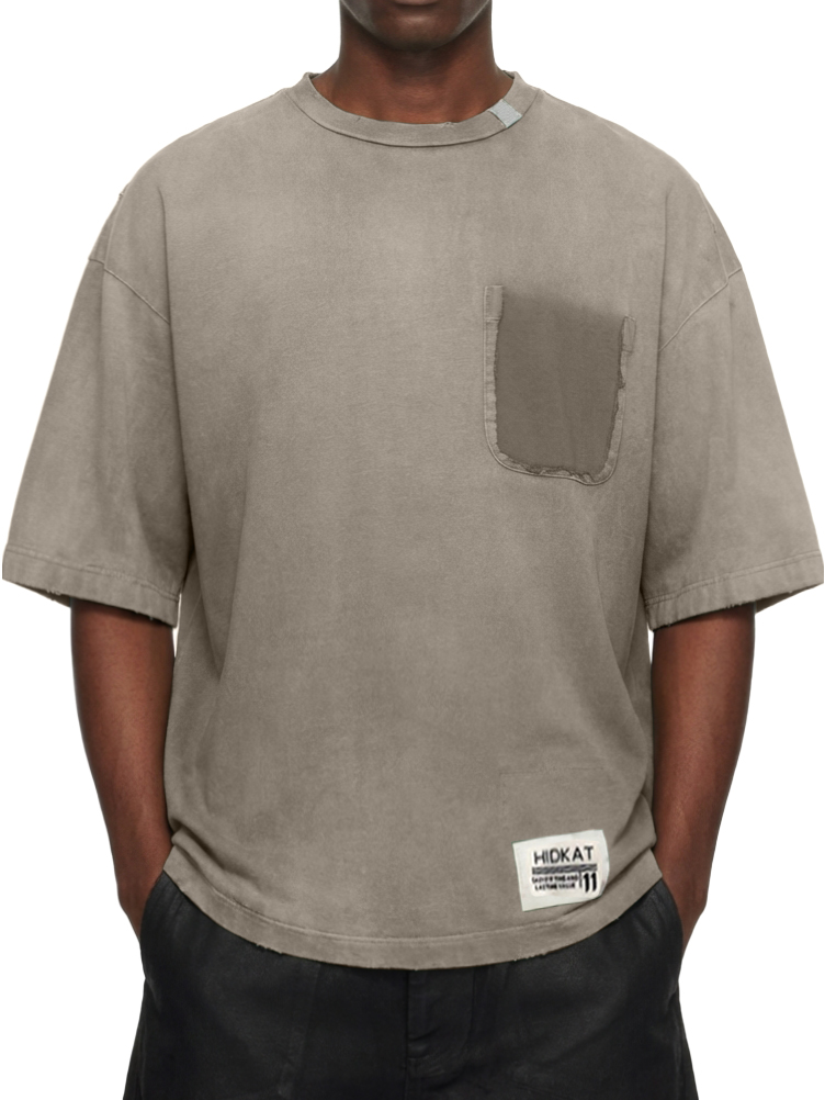 Men's Vintage Washed And Distressed Cotton Short Sleeved T-shirt