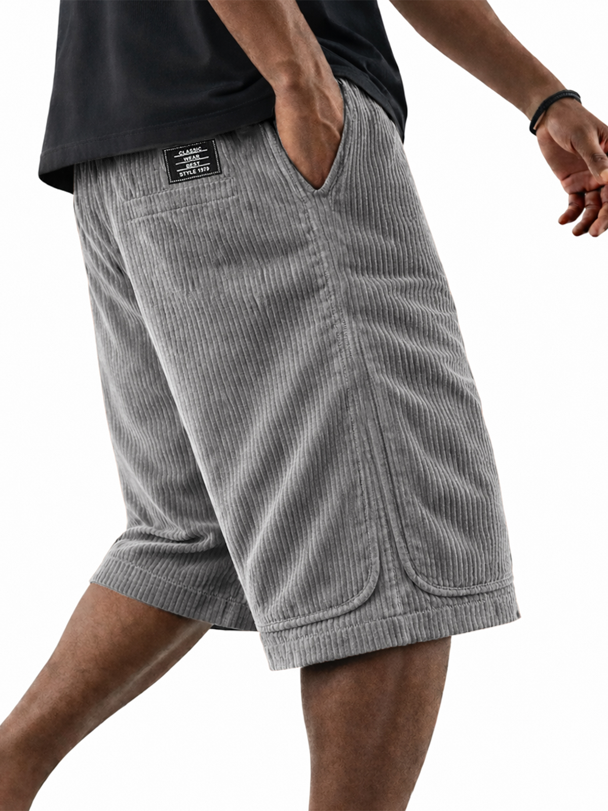 Classic Cord Patch Pocket Casual Shorts