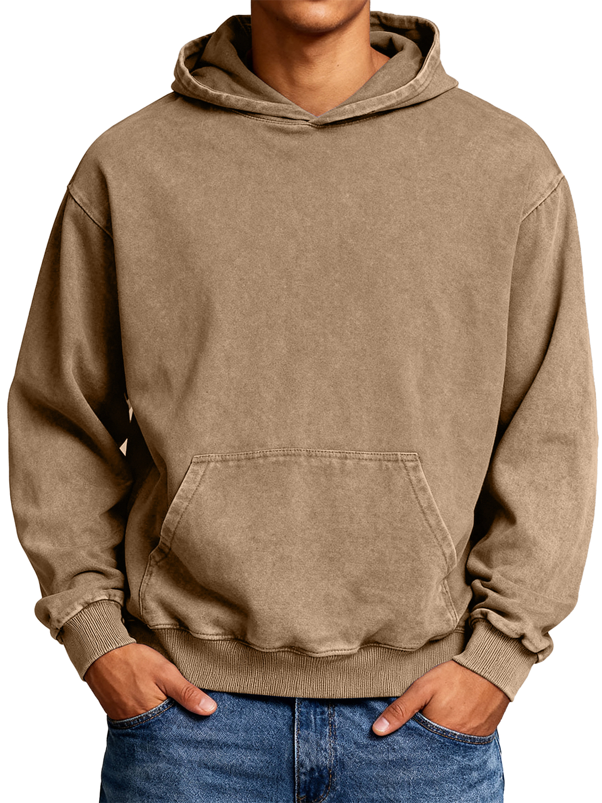 Men's 100% Cotton Washed Distressed Vintage Casual Hooded Sweatshirt