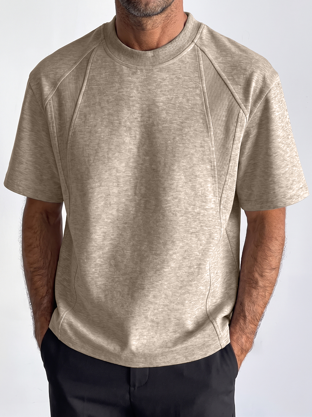 Breathable and Sweat-Absorbing Sustainable Cotton Fashion Deconstructed Design Crew Neck T-Shirt