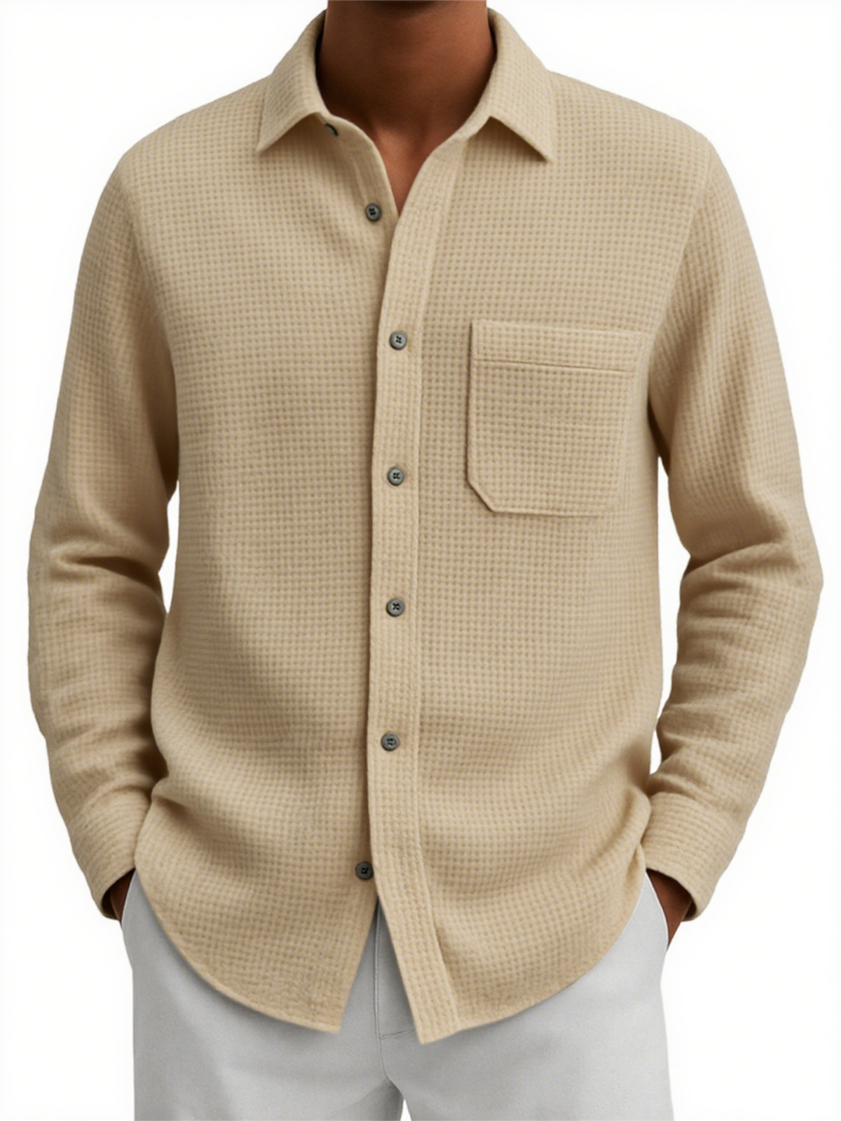 Men's Comfort Waffle Pocket Casual Shirt