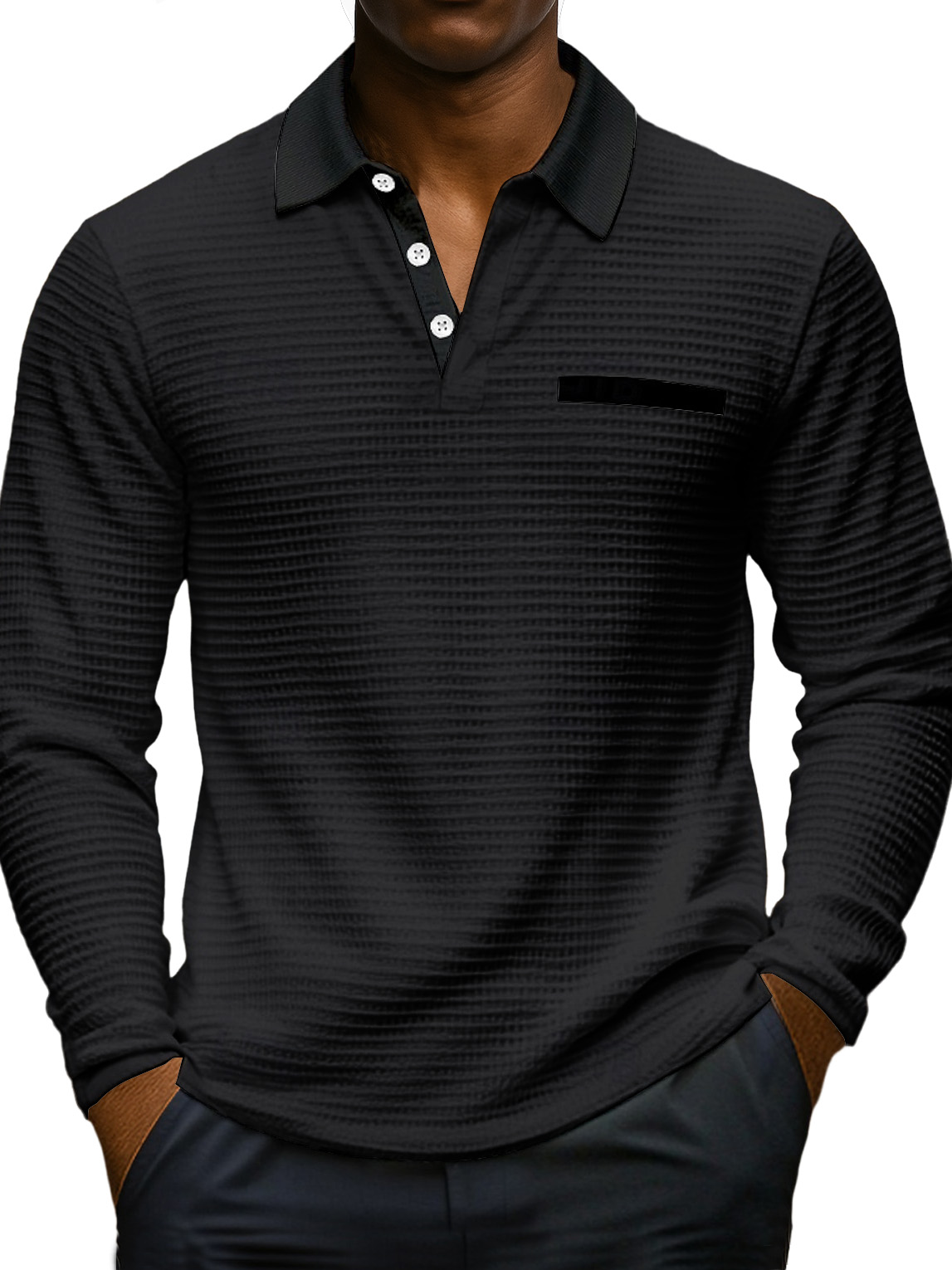 Waffle Color-block Polo Shirt
