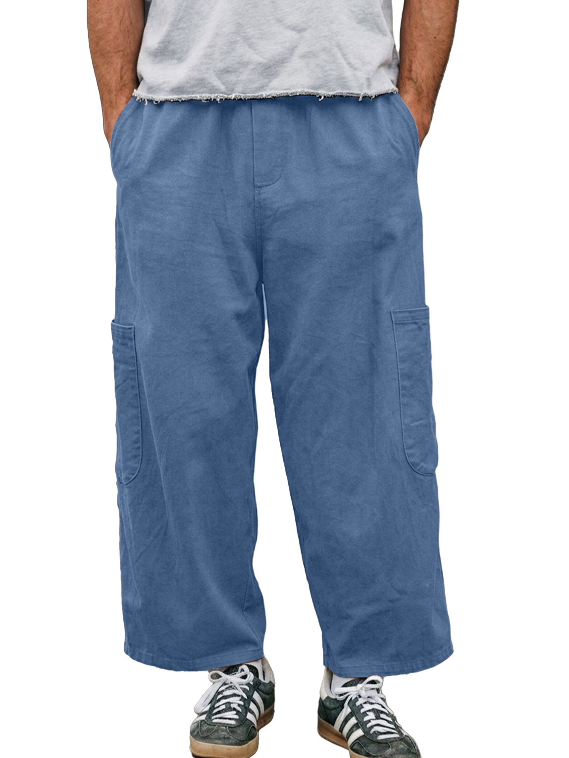 Men's Casual Breathable Cotton Linen Large Pocket Loose-fitting Comfortable Long Vacation Shorts