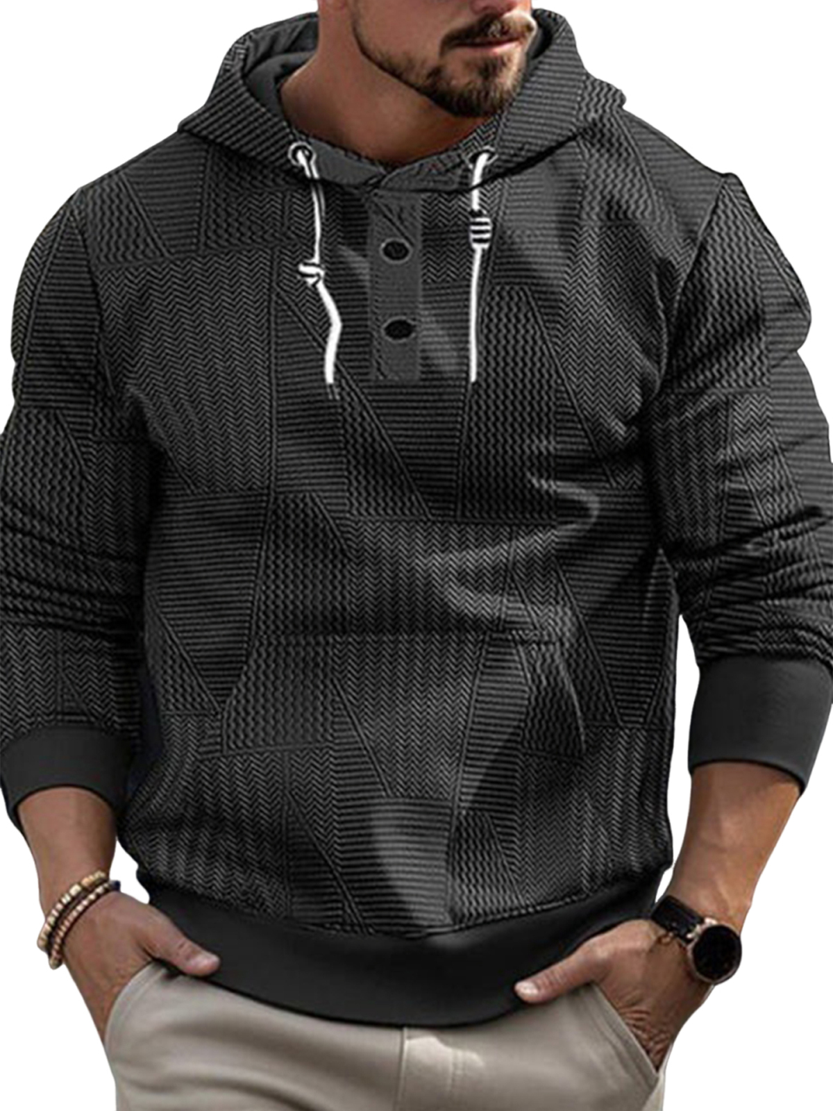 Men's Textured Hooded Sweatshirt