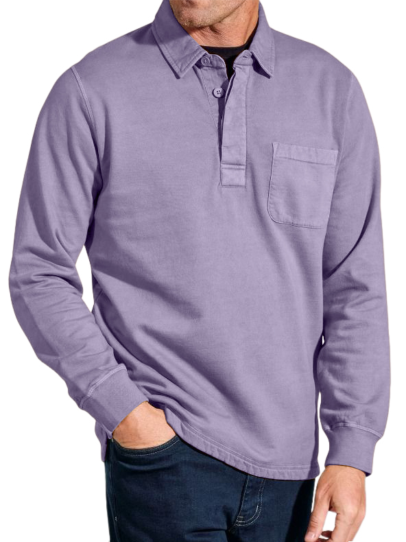 Men's Everyday Comfortable Lapel Button-pocket Casual Long-sleeved Polo Shirt