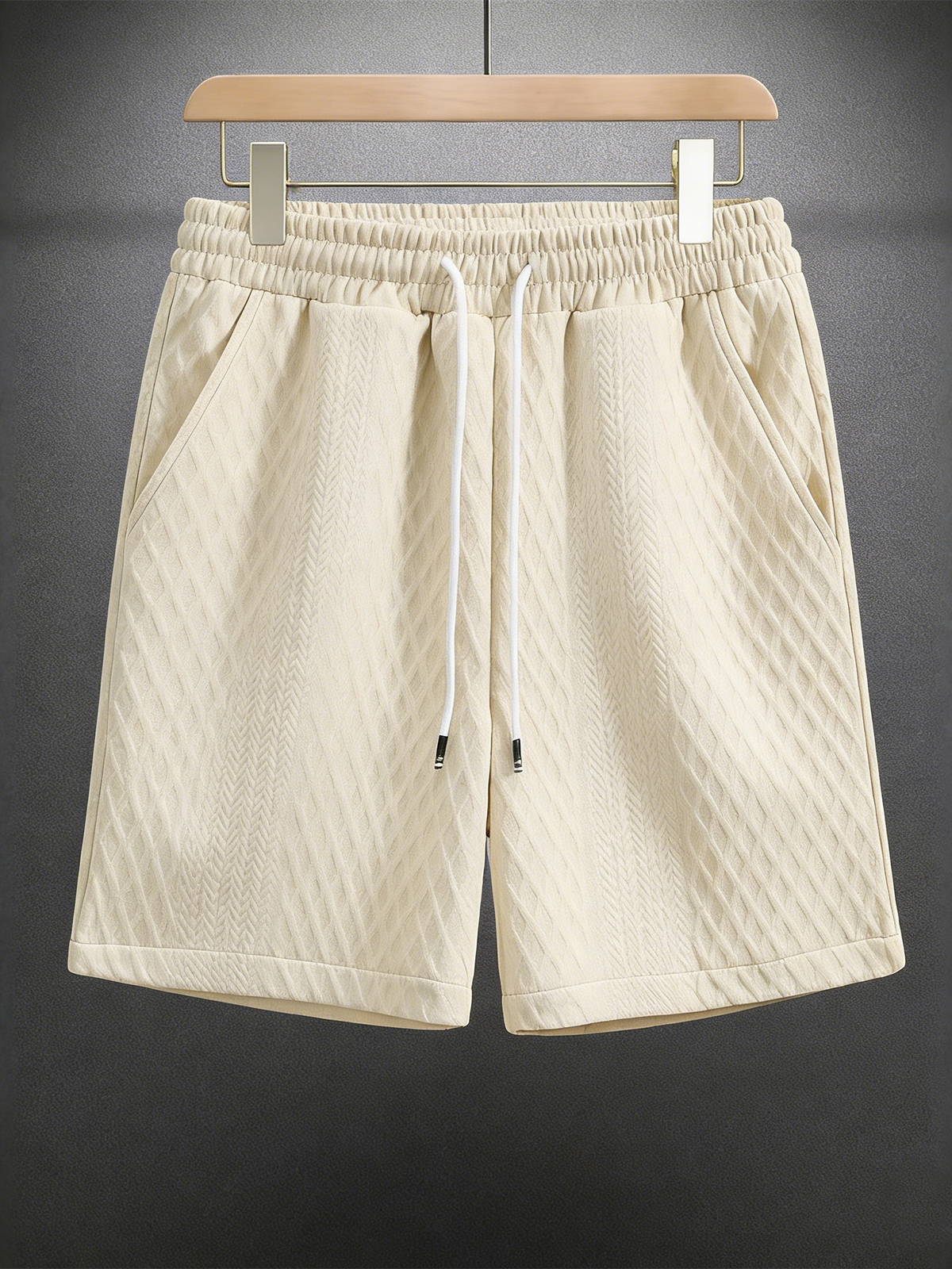Men's Jacquard Textured Casual Drawstring Shorts