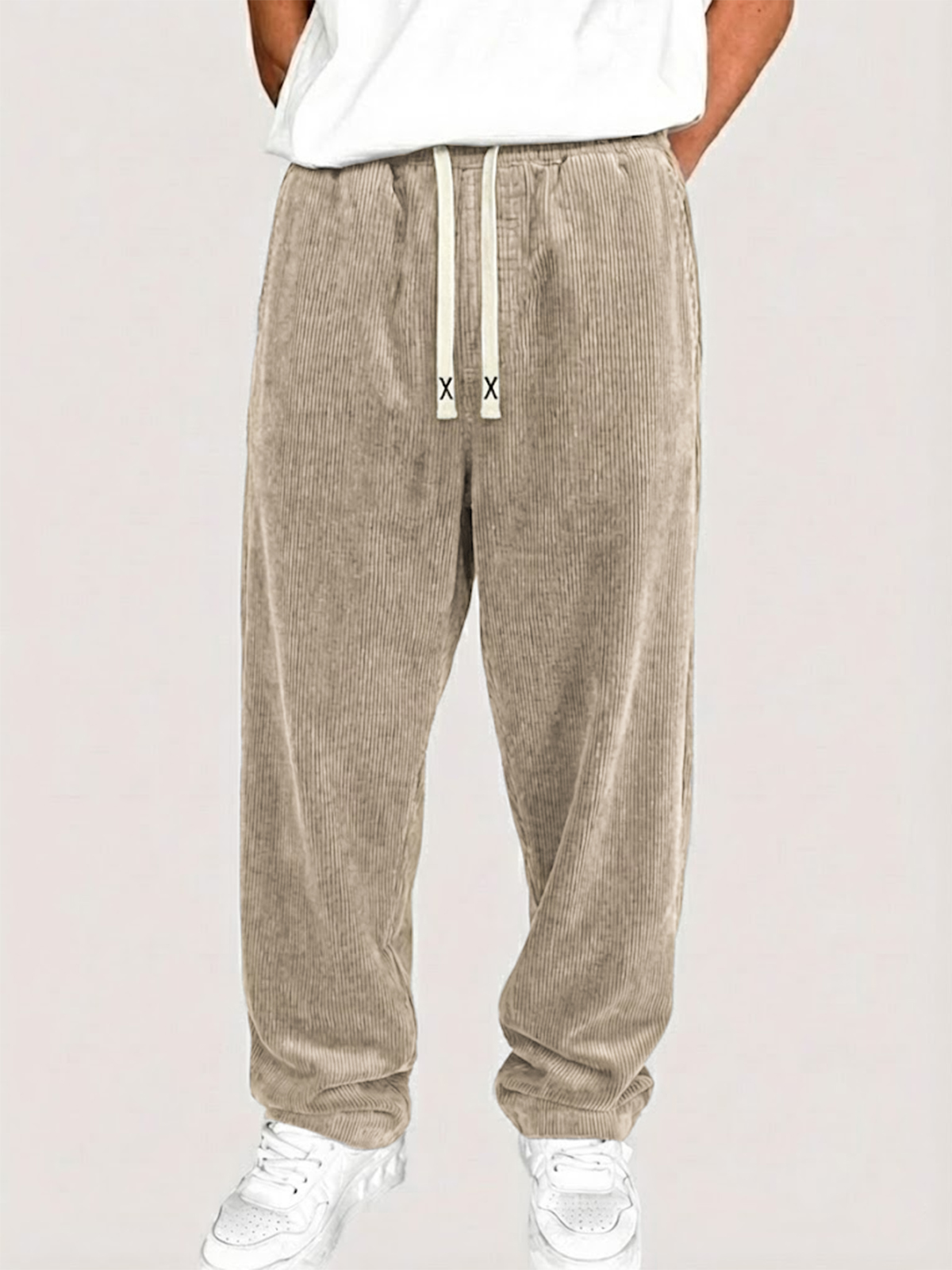 Men's Stylish Loose-fitting Corduroy Solid Color Casual Trousers