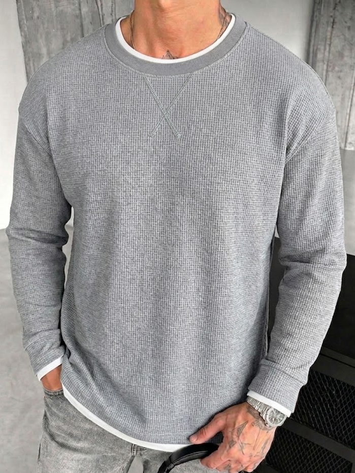 Men's Retro Casual Breathable Textured Loose Pullover T-Shirt