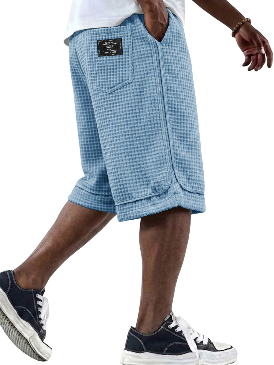 Men's Fashionable Waffle Fabric Loose Pocket Shorts