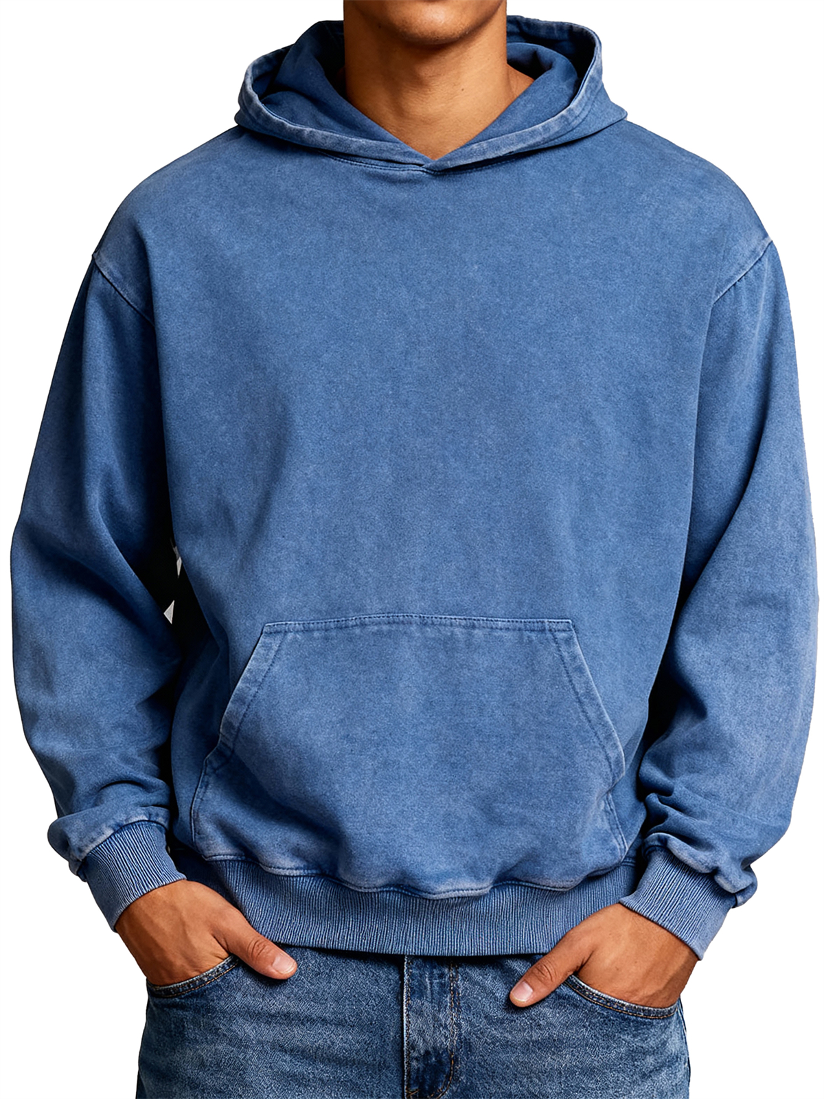 Men's 100% Cotton Washed Distressed Vintage Casual Hooded Sweatshirt
