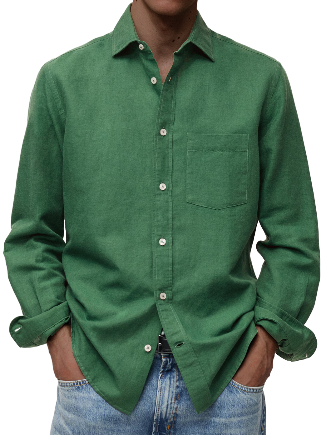 Men's Comfortable Casual Cotton Pocket Long-sleeved Shirt