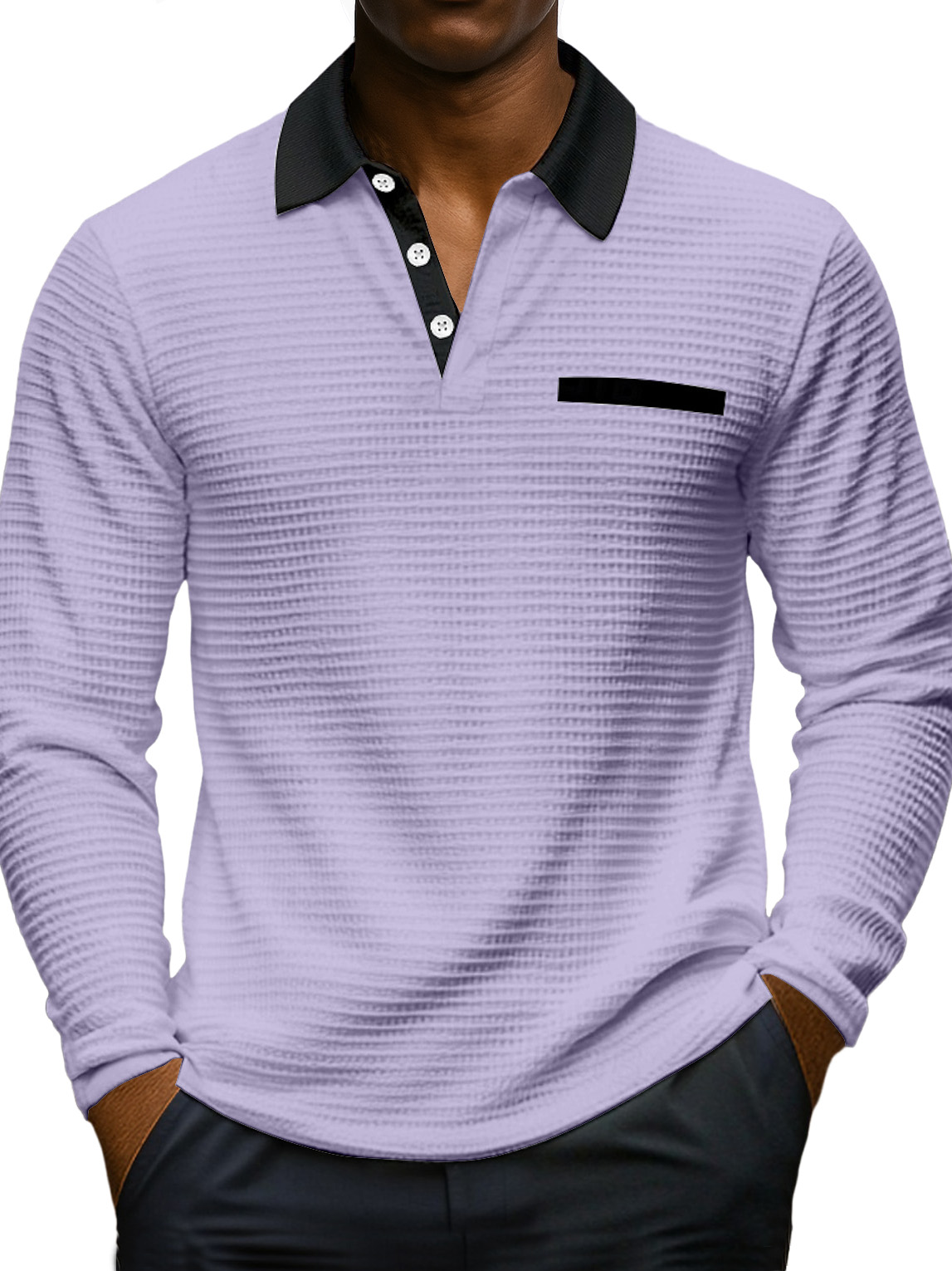 Waffle Color-block Polo Shirt