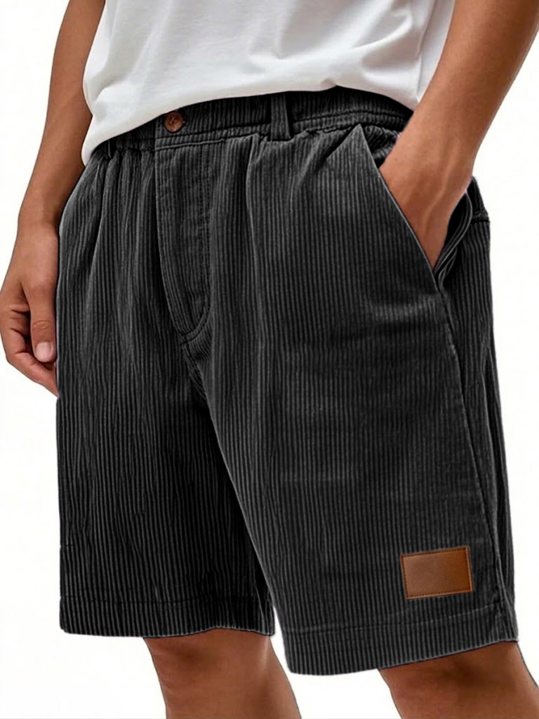 Men's Simple Ribbed Cargo Casual Shorts