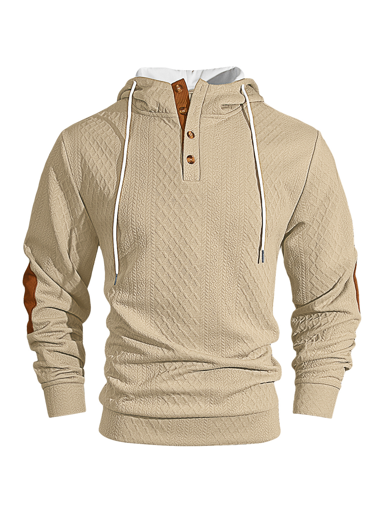 Men's Fashion Jacquard Textured High Neck Hooded Sweatshirt