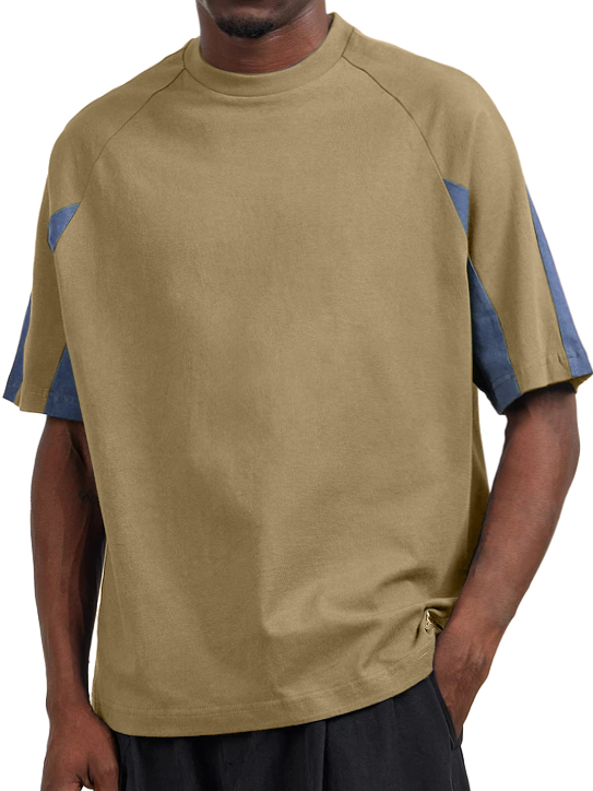 Men's Designer Color-Blocked Crew Neck Short-Sleeved T-shirt