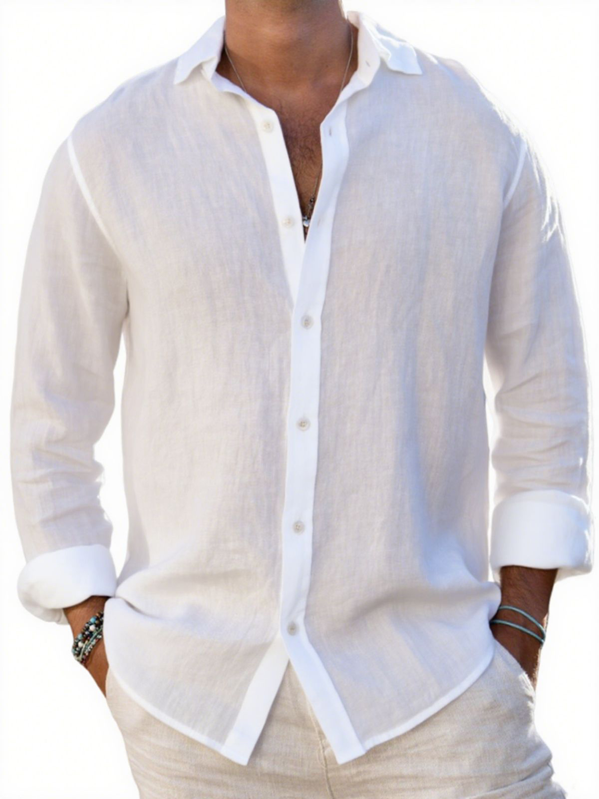 Men's Breathable Linen Casual Long-sleeved Shirt