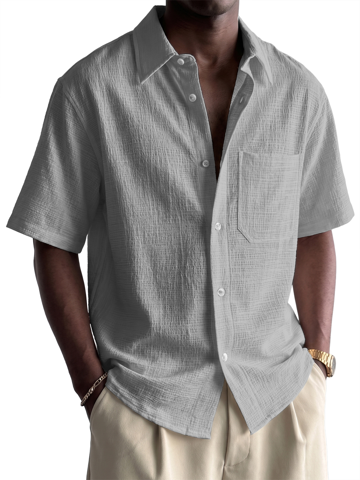 Men's Bamboo Linen Short-sleeved Shirt