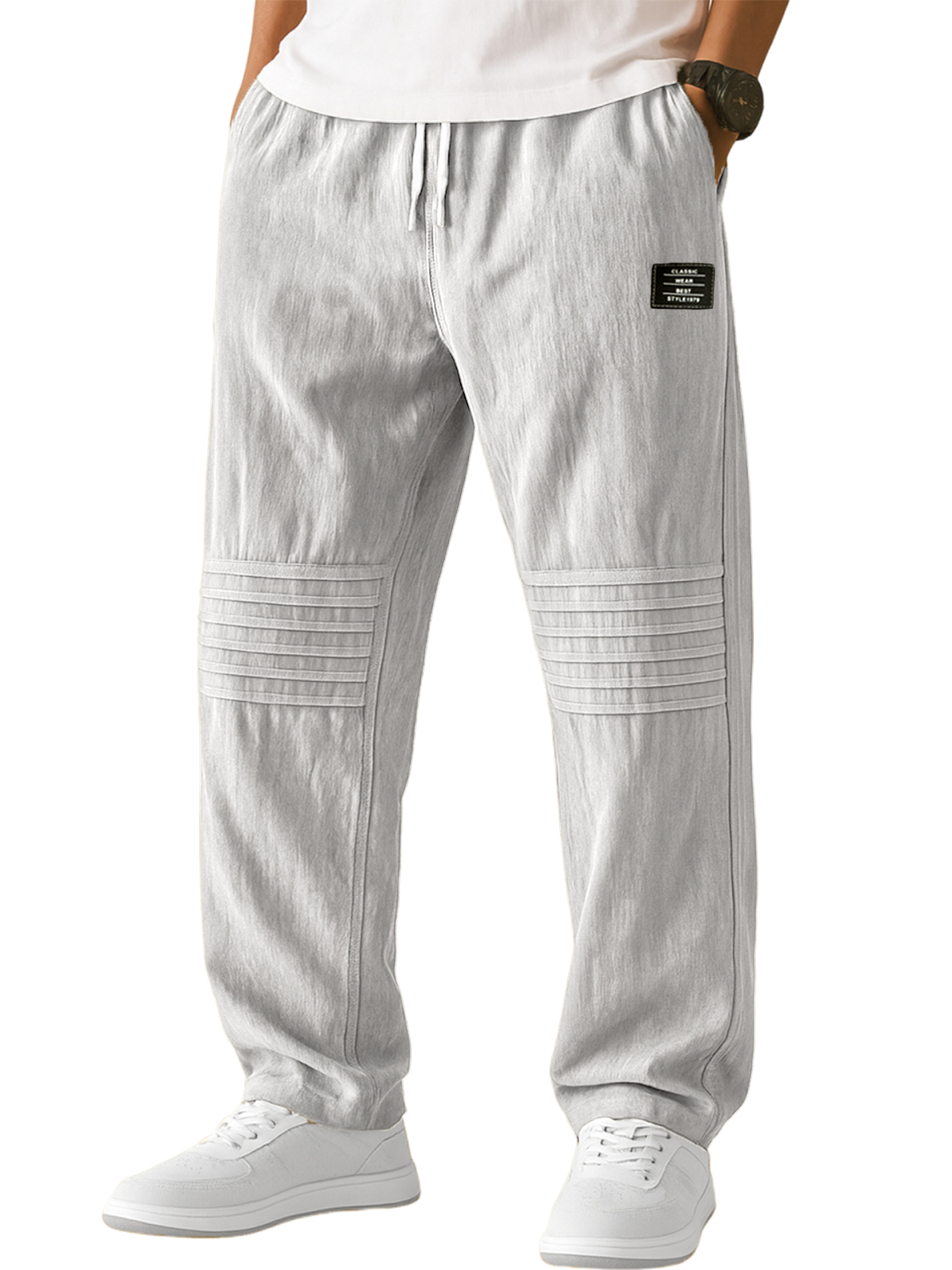 Men's Textured Pleated Casual Pants