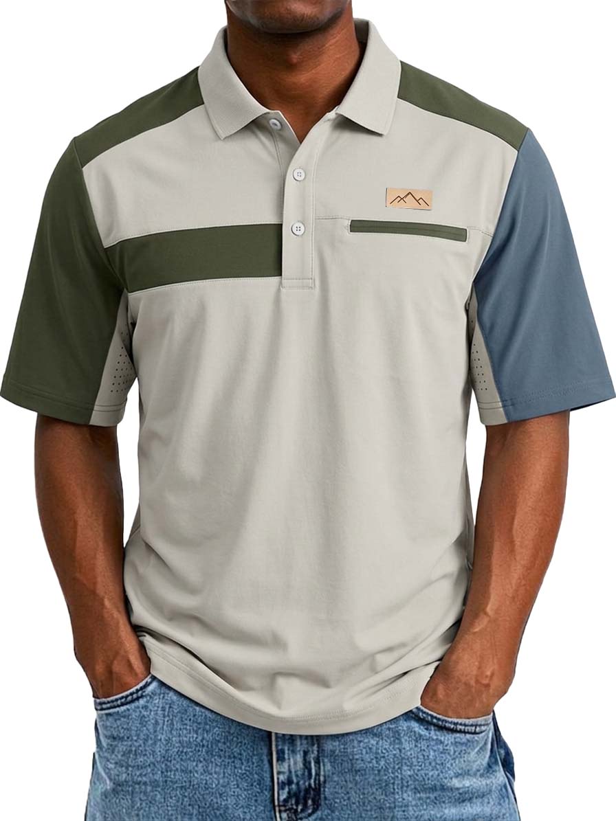 Color-block Casual Basic Short-Sleeve Polo Shirt