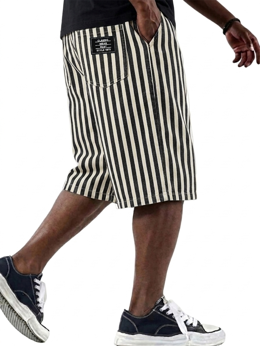 Fashionable and Versatile Striped Basic Shorts