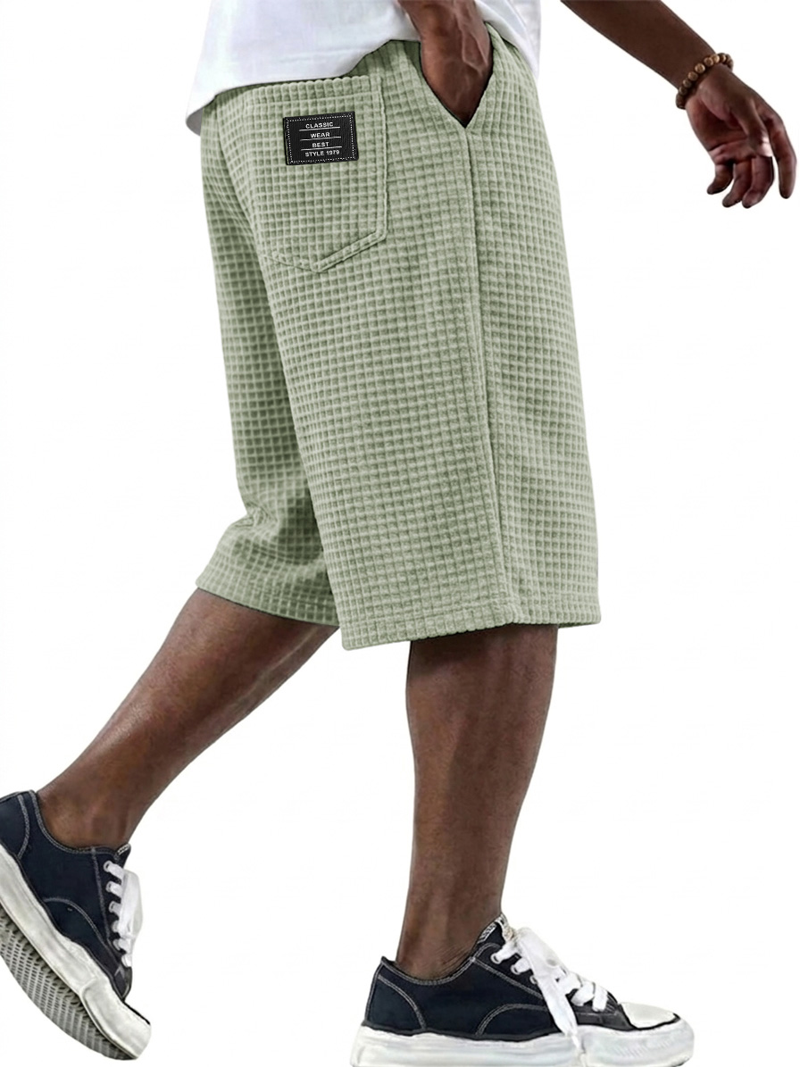 Men's Fashionable Waffle Fabric Casual Comfort Pocket Shorts