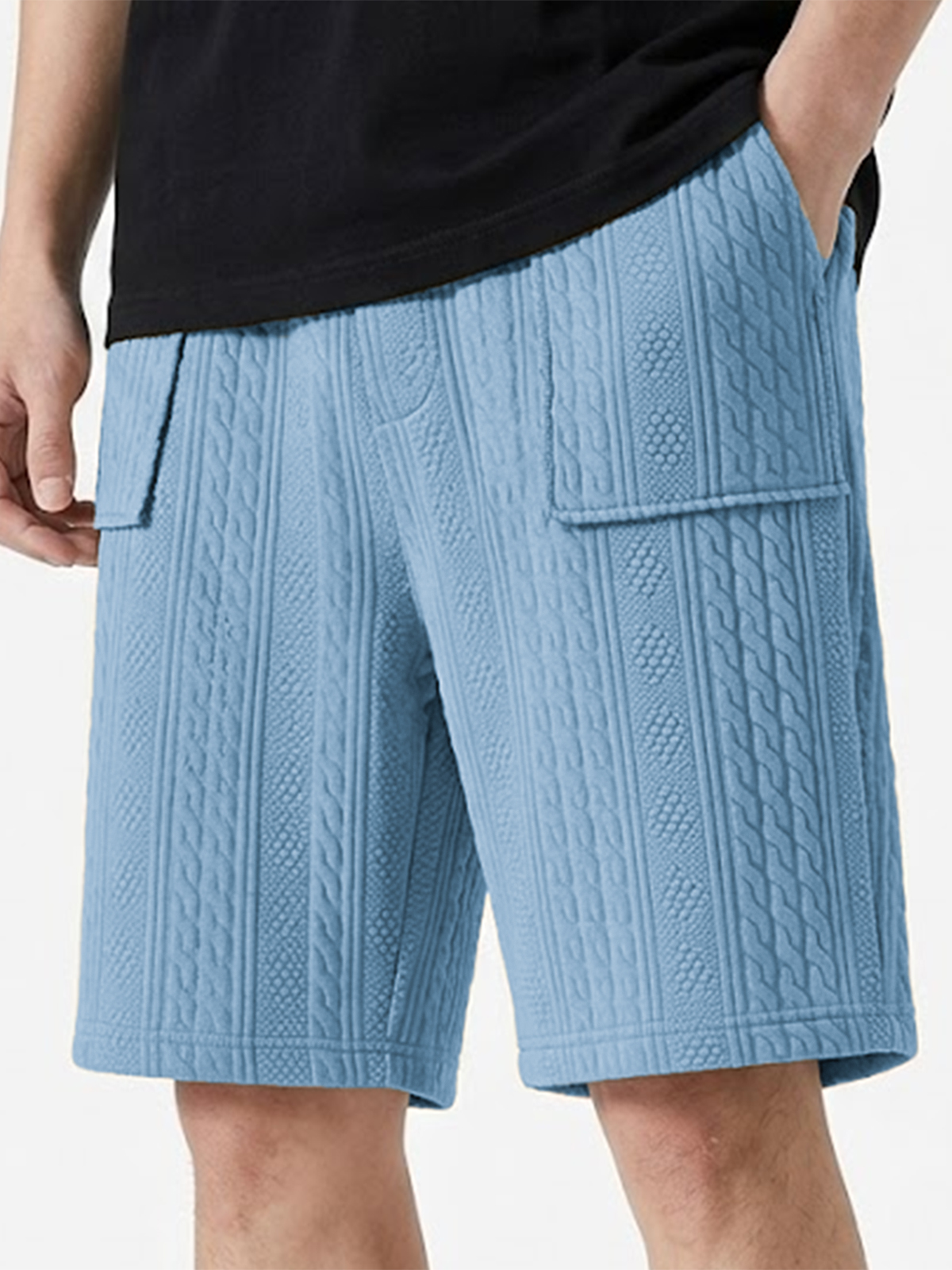Jacquard Minimalist Patch Pocket Comfortable Shorts