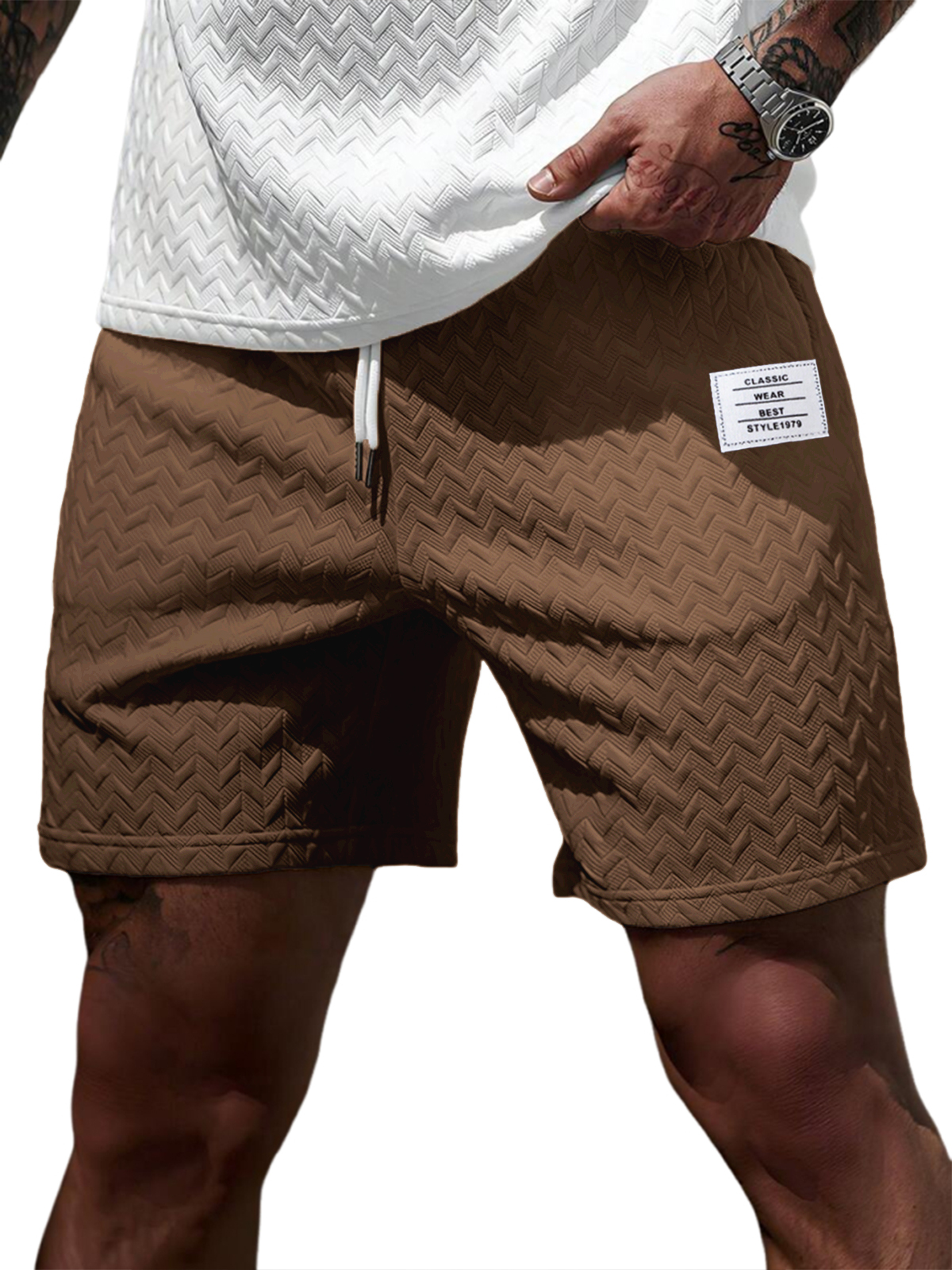 Soft Jacquard Weave Athletic Gym Shorts for Men