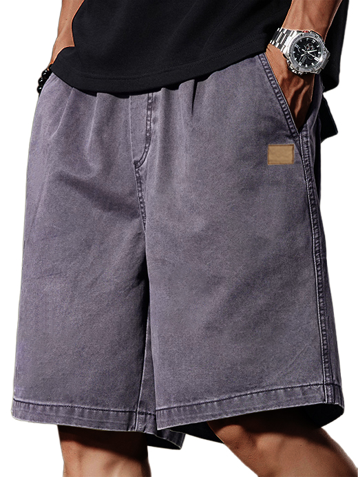 Men's Retro Distressed Pocket Workwear Logo Fashion Casual Shorts