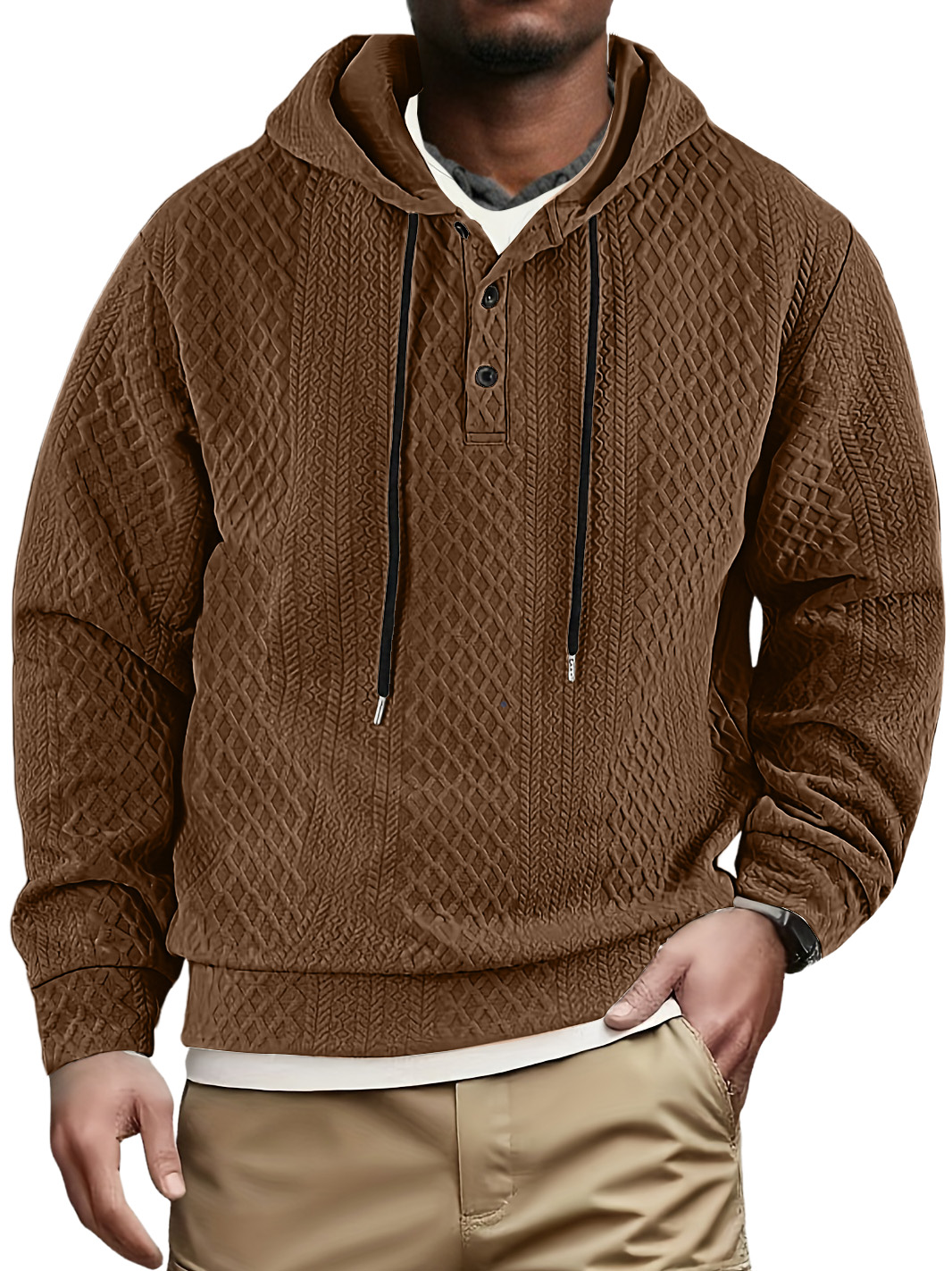 Men's Casual Jacquard Hooded Sweatshirt