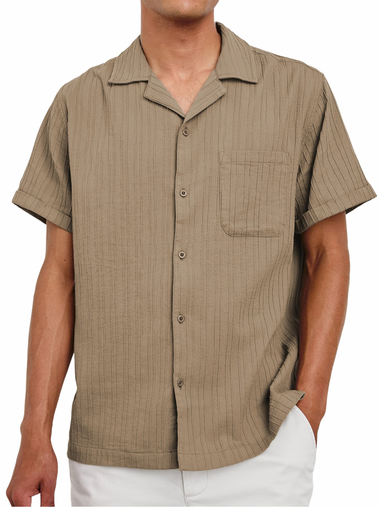 Men's Striped Texture Retro Casual Shirt