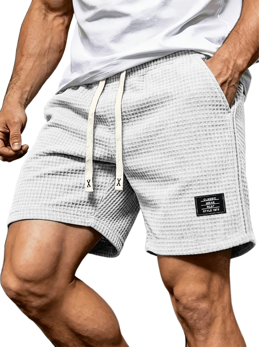 Retro Casual Waffle-Textured Shorts