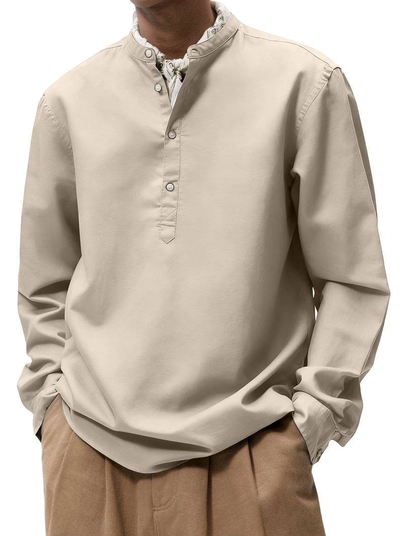 Men's Vintage Fashion Casual Stand Collar Long-Sleeve Shirt