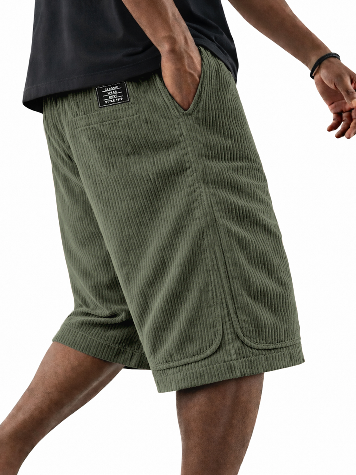 Classic Cord Patch Pocket Casual Shorts