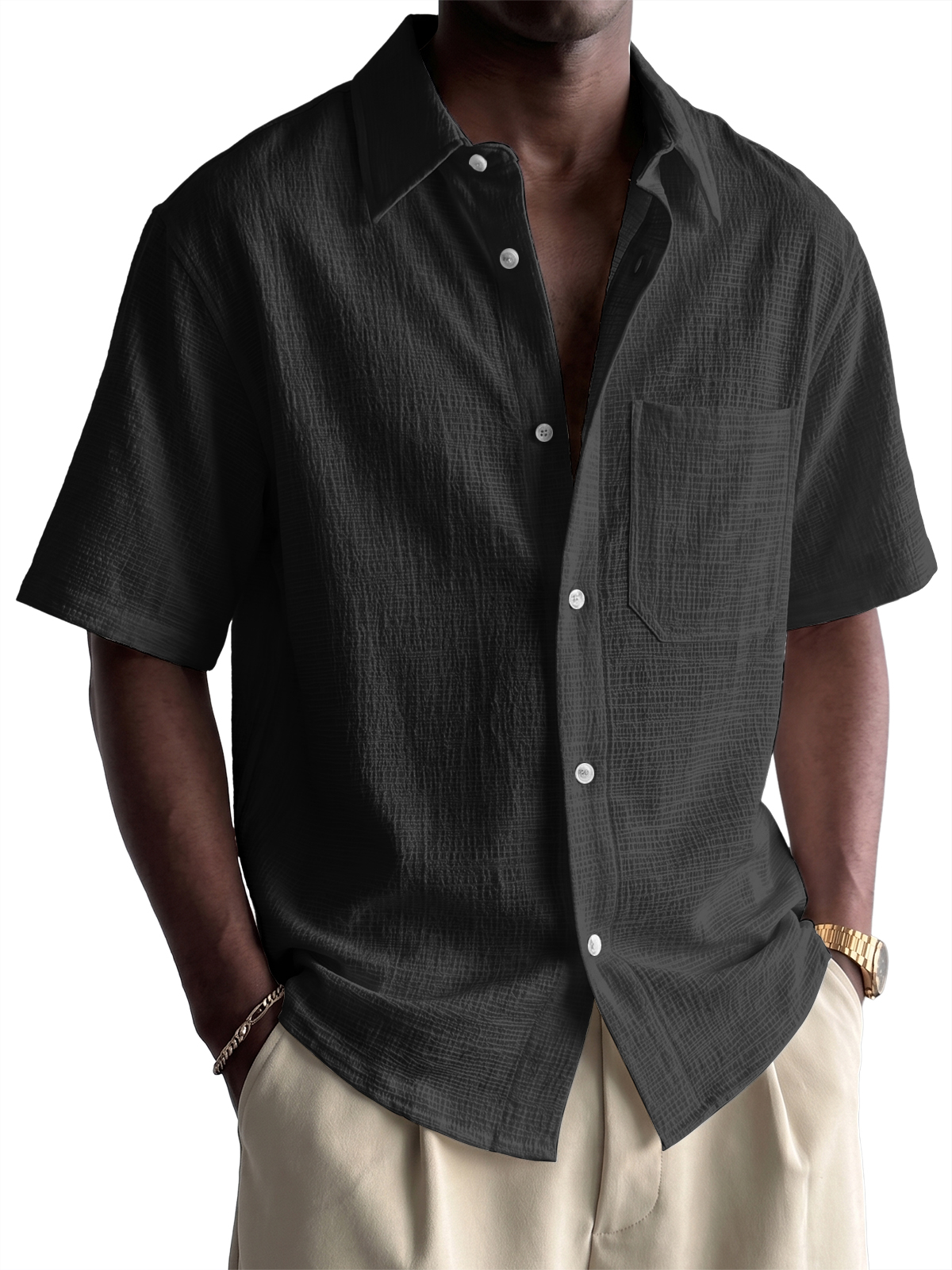 Men's Bamboo Linen Short-sleeved Shirt