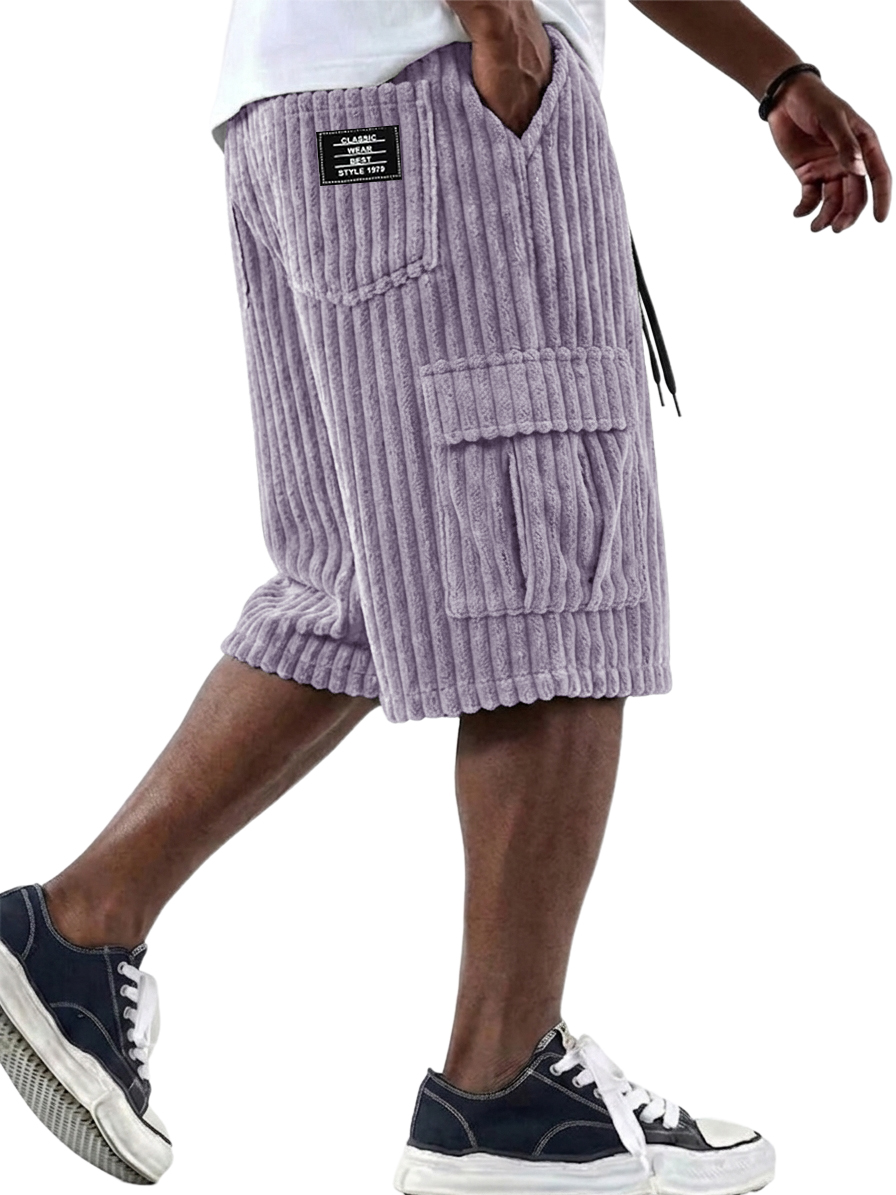 Men's Fashionable Retro Corduroy Multi-Pocket Cargo Shorts