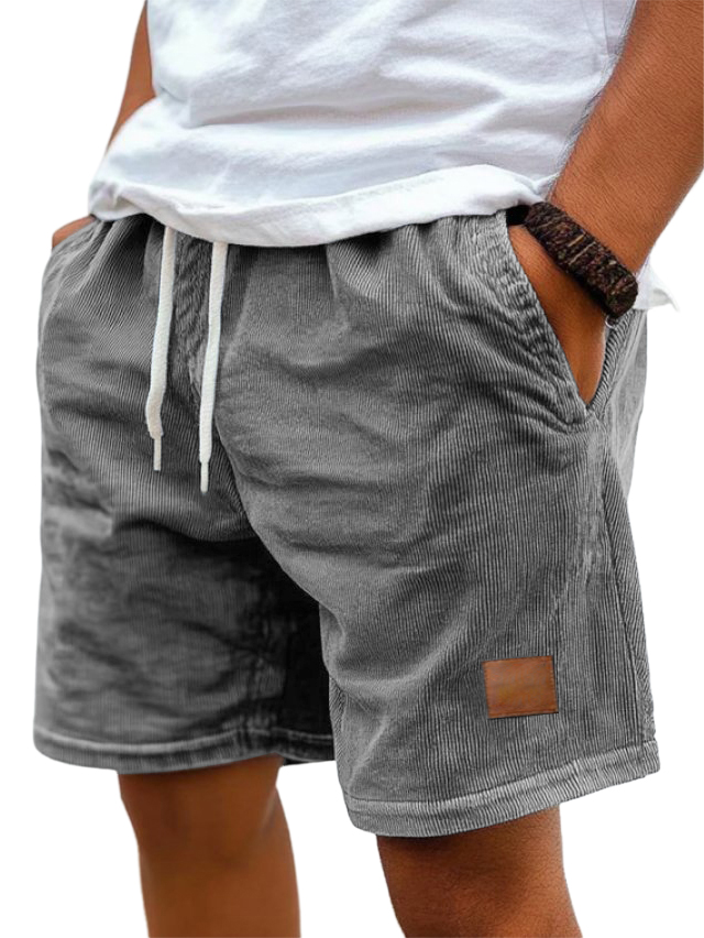 Men's Corduroy Embroidered Logo Loose-fitting Vacation Shorts